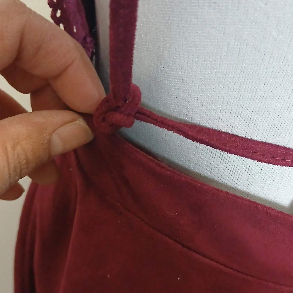 Flying Tomato Burgundy Wine Boho Mini Dress Size Medium - Picture 9 of 16